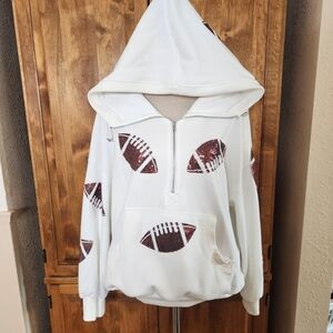 Sequin Hooded Football Pullover | M
